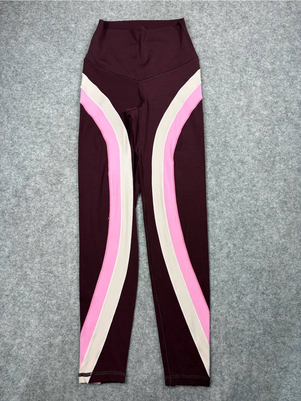 Aerie Chill Play Move High Waisted Colorblock Striped Leggings Plum XS